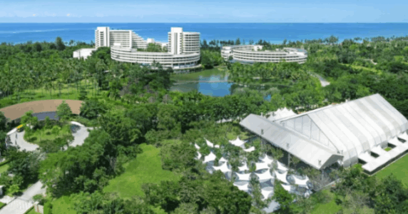 Pullman Phuket Karon Beach Resort的被綠色的樹木環繞著。